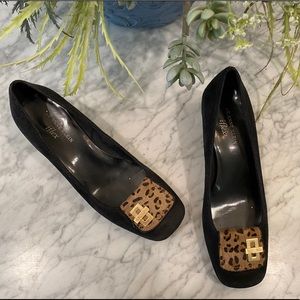 Anne Klein Leopard Print Black Pumps